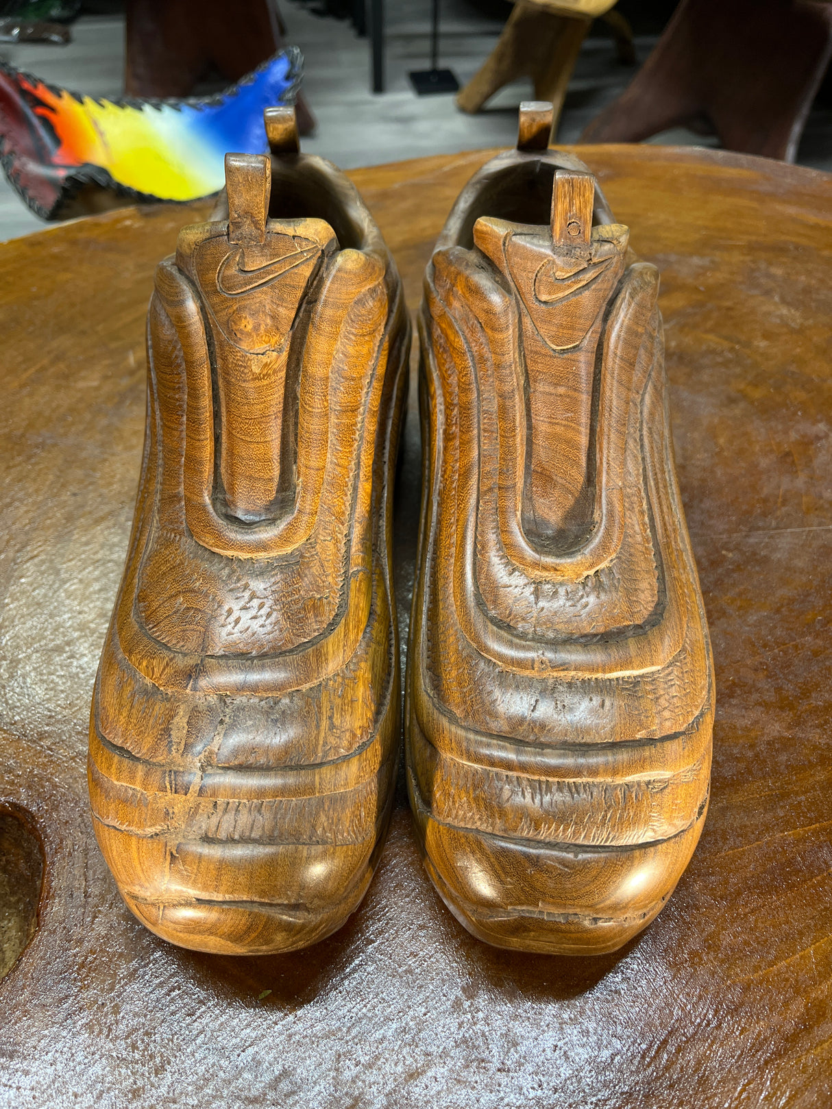 Pair of Nike Air Max 97 Ultra V1.1 Hand Carved Mahogany Display Piece