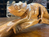 Hand Carved Lizard / Gecko on a Tree Branch