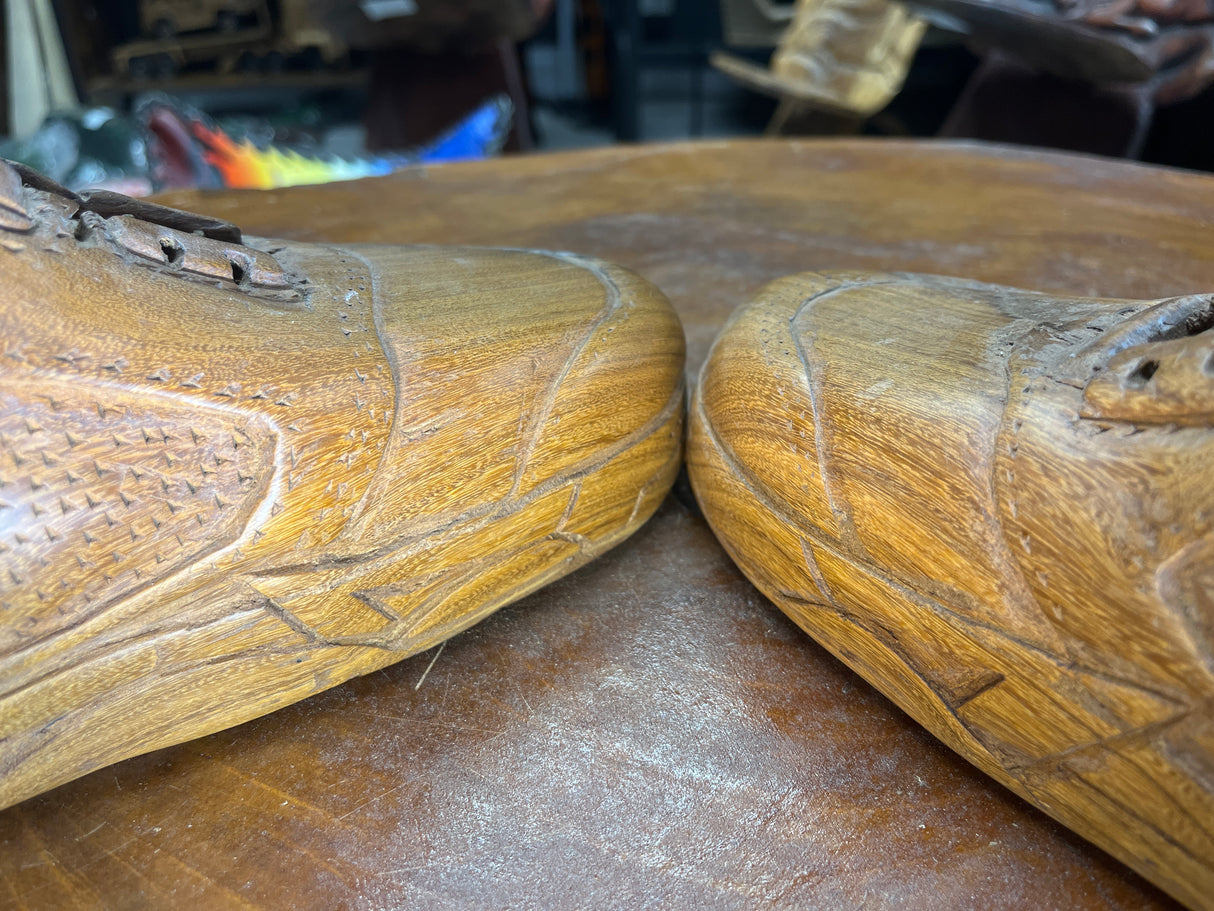 Pair of Jordan 5 V2.1 Hand Carved Mahogany Display Piece