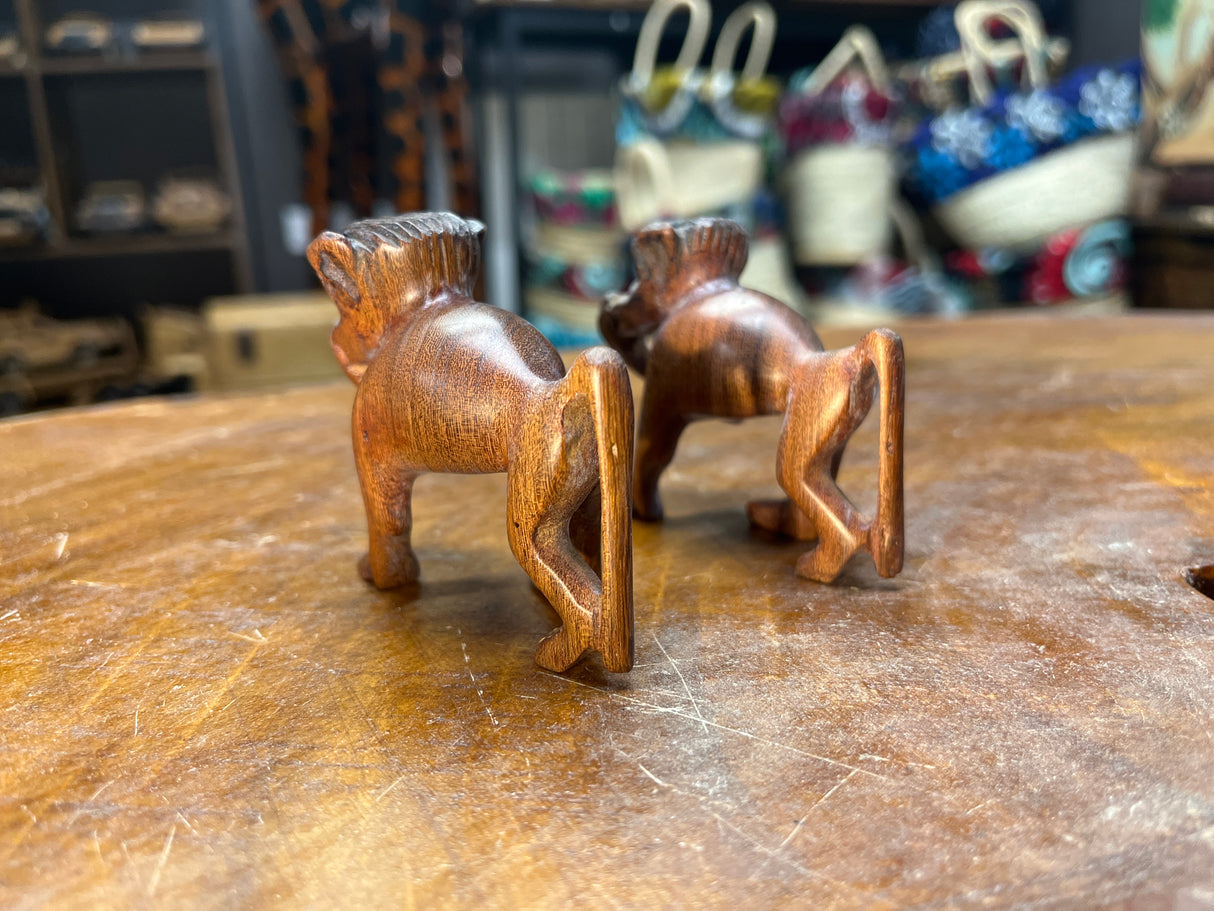 Set of Two Hand Carved Sniggering Monkeys