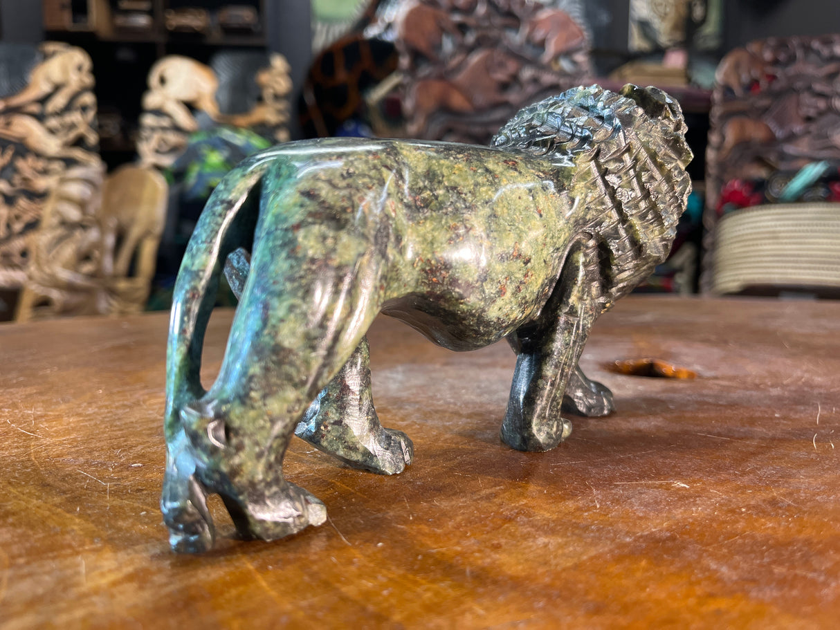 Hand Carved Green Stone Lion