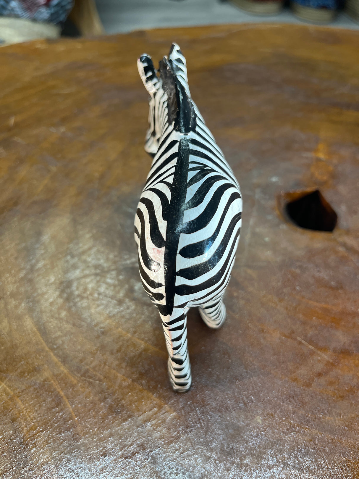 Hand Carved Wooden Painted Striped Zebra