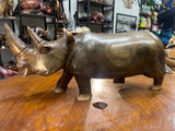 Hand carved Wooden Standing Rhino Curio (Light Brown)