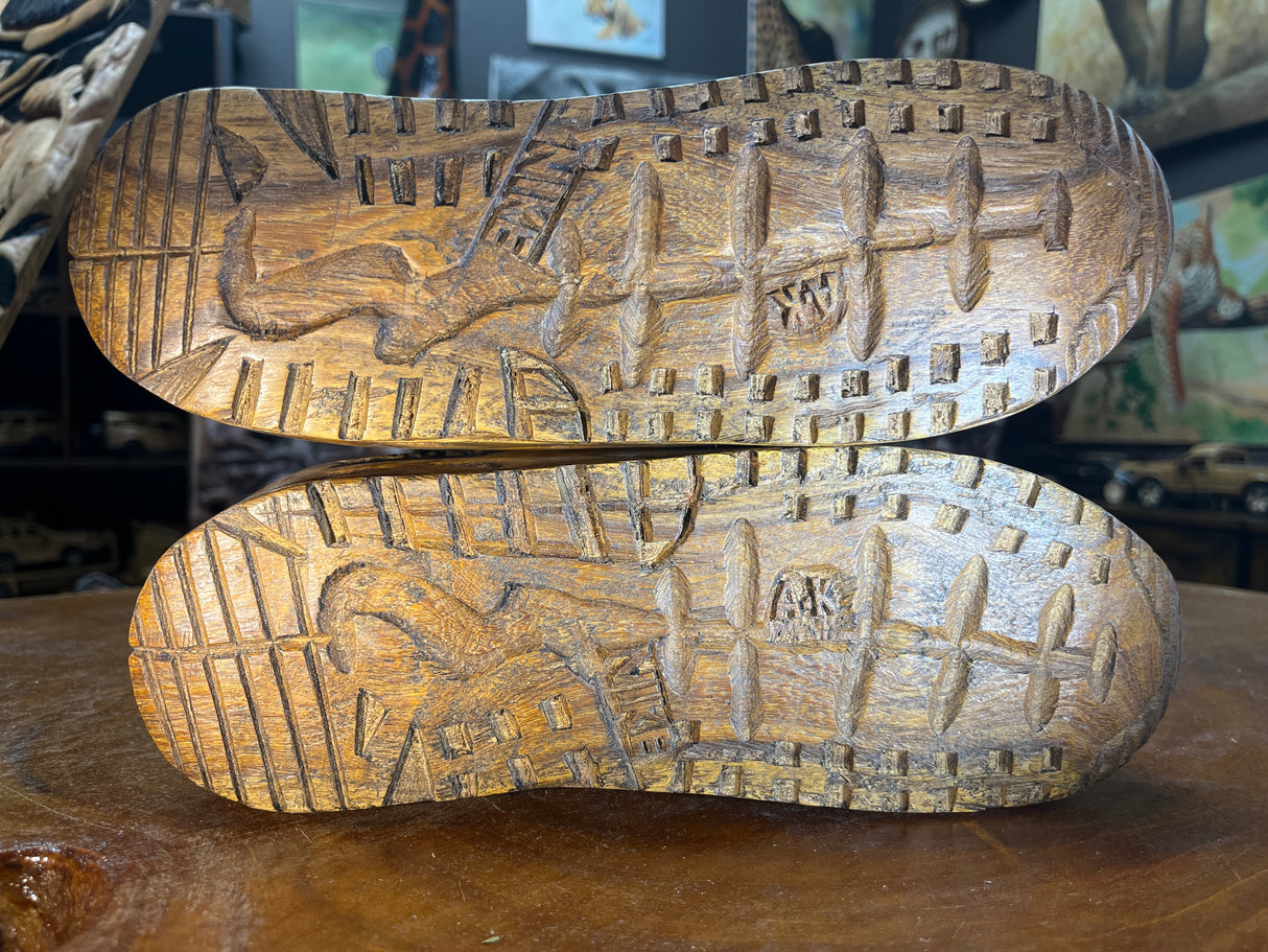 Pair of Nike Air Max 90 V2.1 Hand Carved Painted Mahogany Display Piece