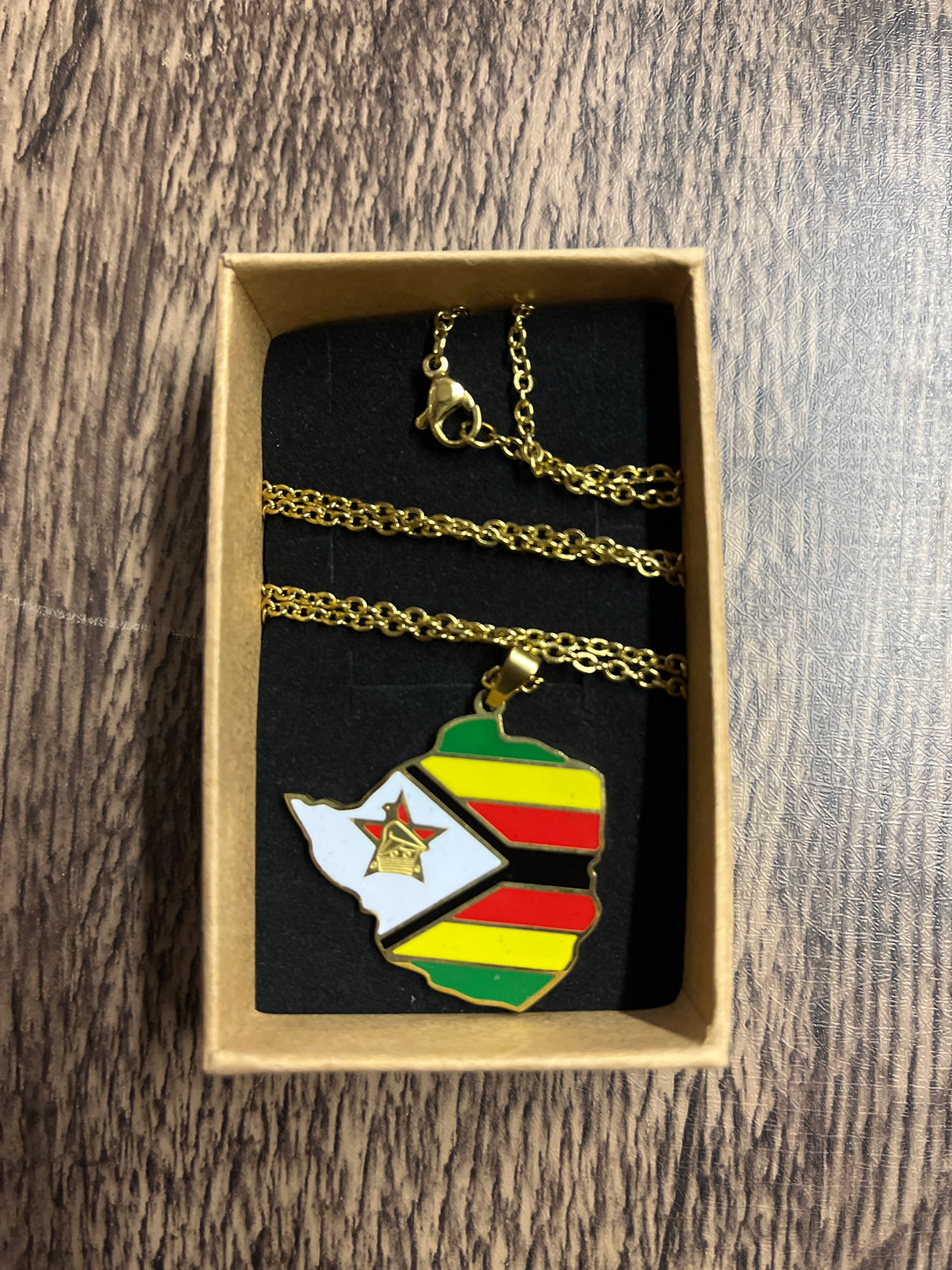 National Flag Country Shape Gold Necklace 60cm Chain