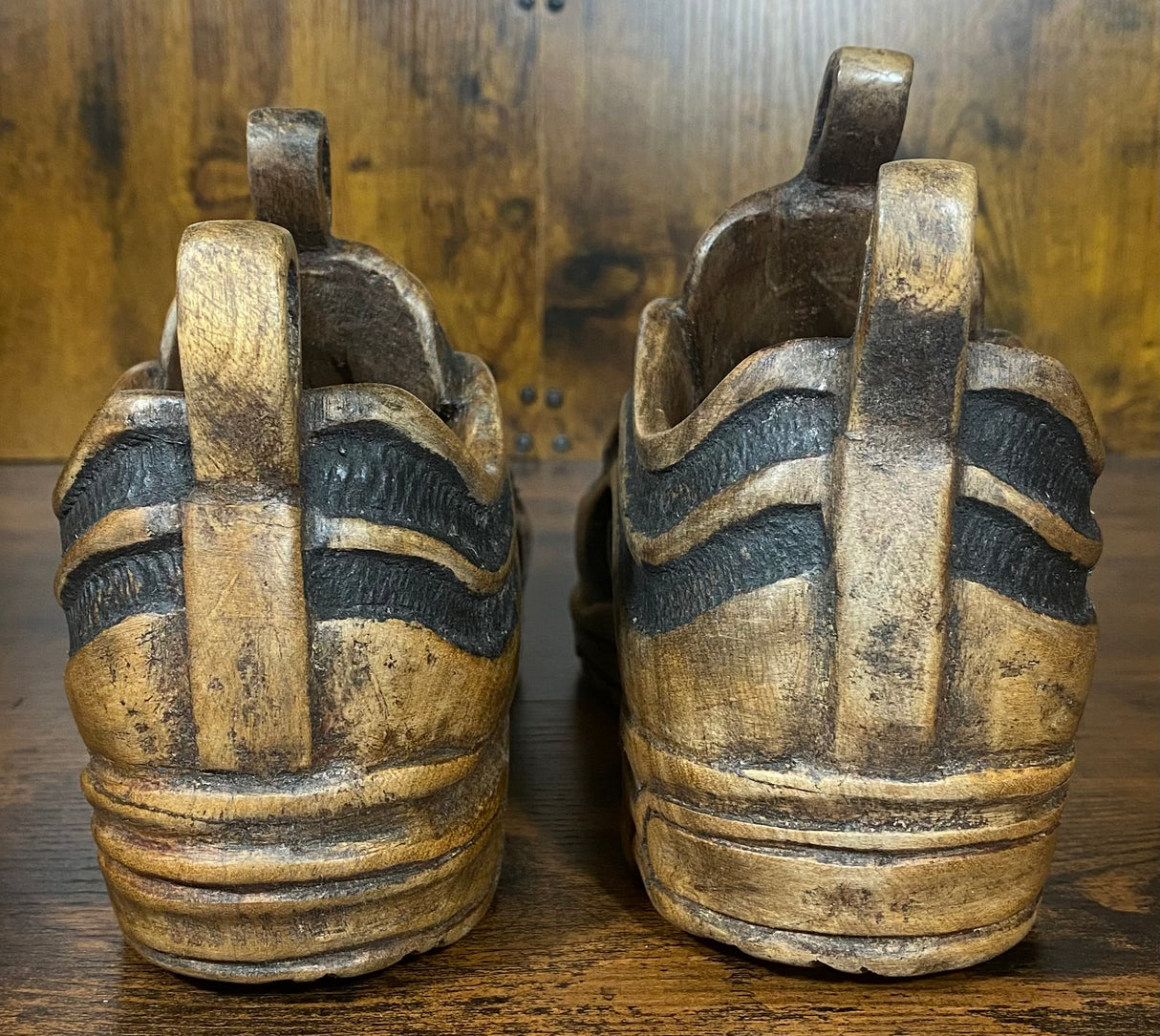 Pair of Nike Air Max 97 V1.3 Hand Carved Painted Mahogany Display Piece