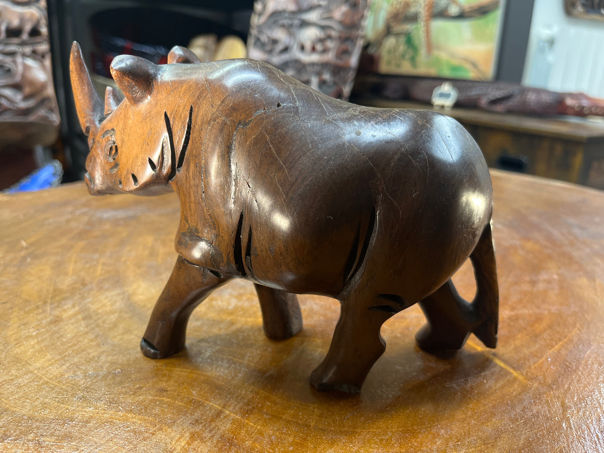 Wooden Standing Rhino Curio