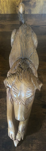 Textured Hand Carved Mahogany Resting Dog