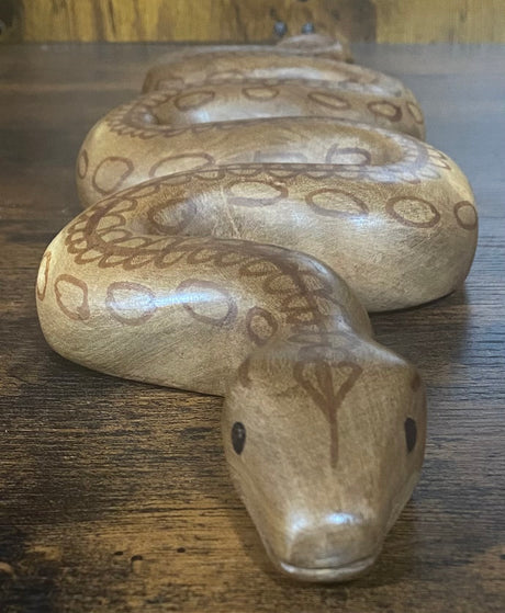 Painted Hand Carved Mahogany Snake