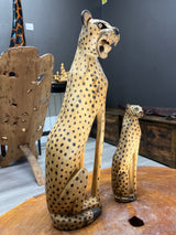 Hand Carved Mother and Baby Cheetah