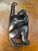 Hanging Ebony Mother and Baby Monkey