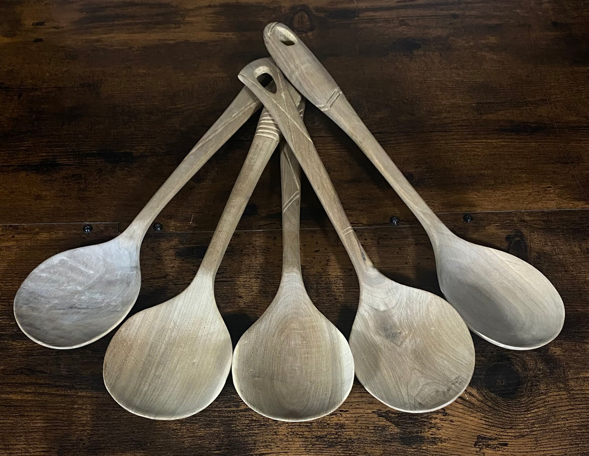 Hand Carved Wooden Serving Spoons