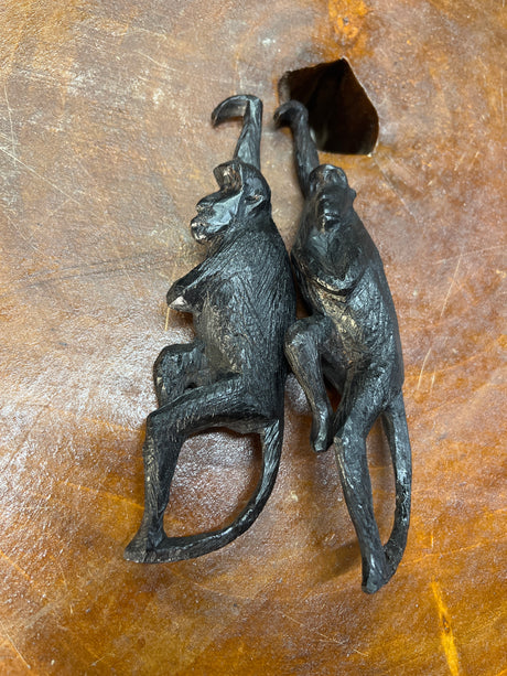 Cheeky Hanging Monkeys Ebony Hand Carved