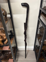 Snake on a Branch Walking Stick Polished Ebony Tanzania
