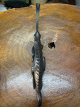 Hand Carved Ebony Lizard / Gecko on a Tree Branch Catching a Fly