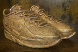 Pair of Nike Air Max 90 V3.1 Hand Carved Painted Mahogany Display Piece