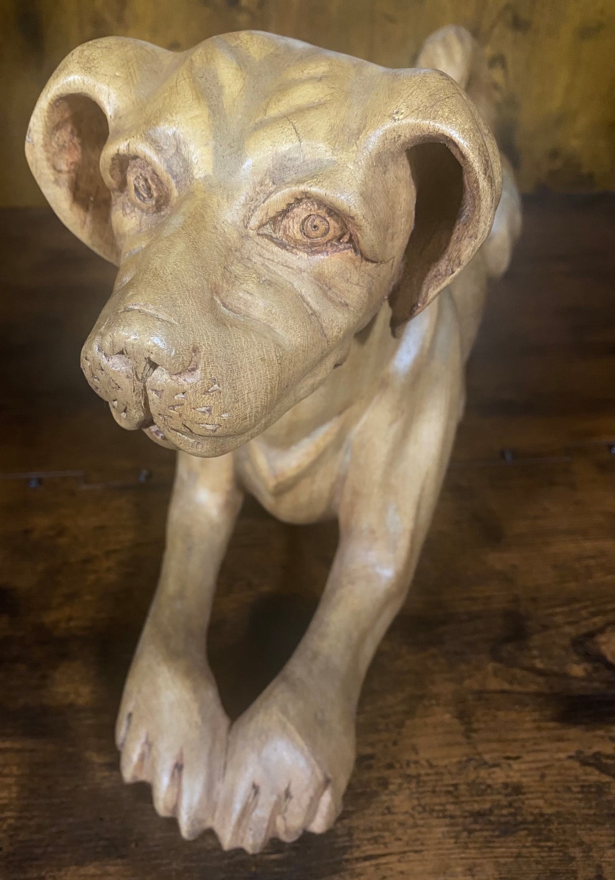 Hand Carved Mahogany Resting Dog