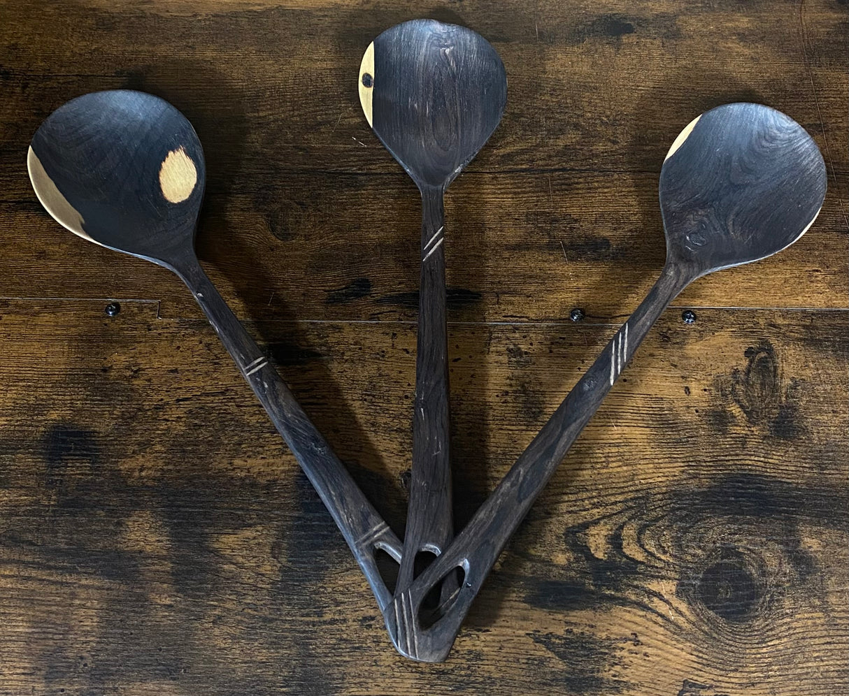Hand Carved Ebony Serving Spoons
