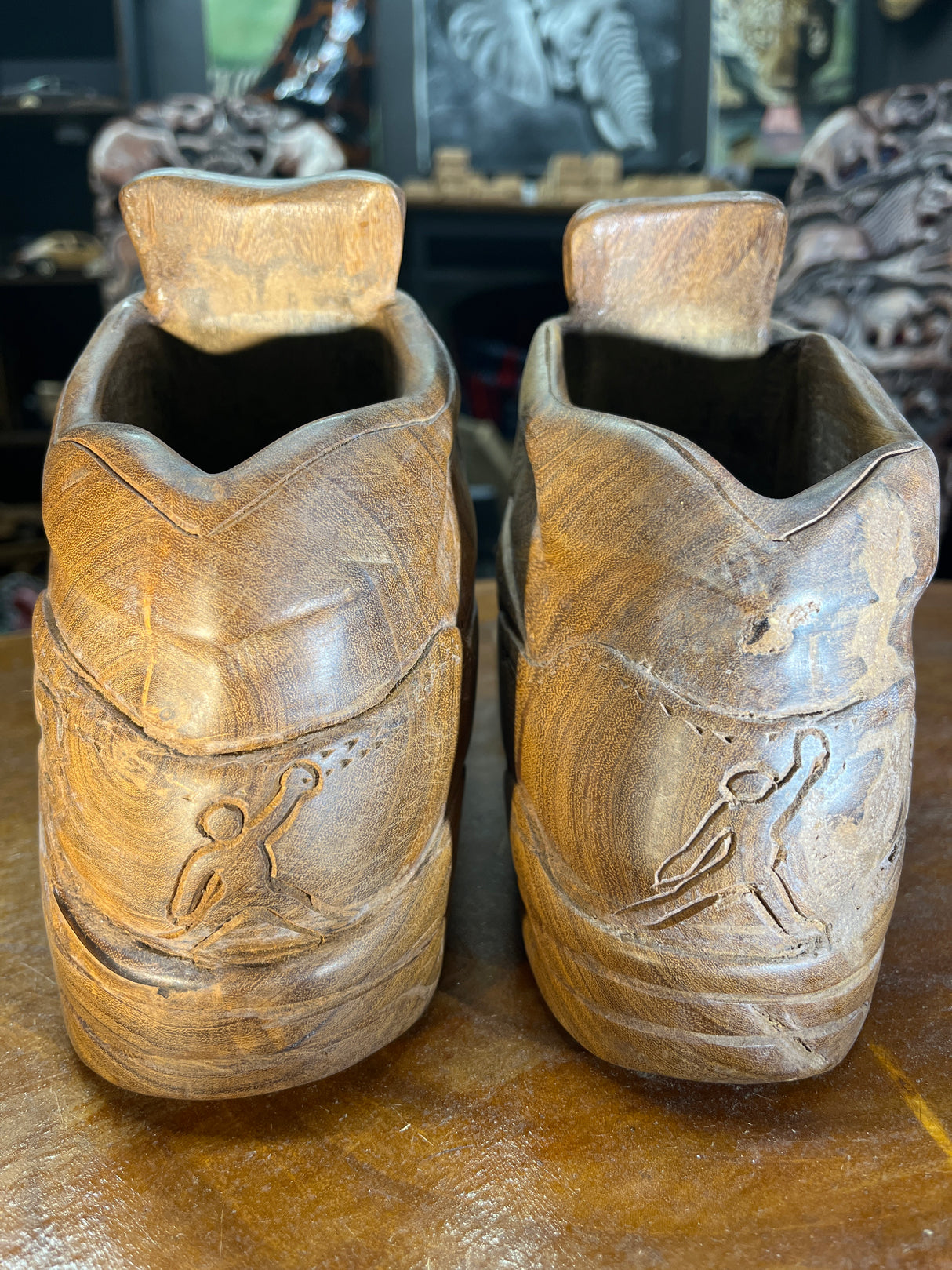 Pair of Jordan 5 V2.1 Hand Carved Mahogany Display Piece