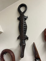 Ebony Wood Handmade Crocodile Key holder - Curled Tail