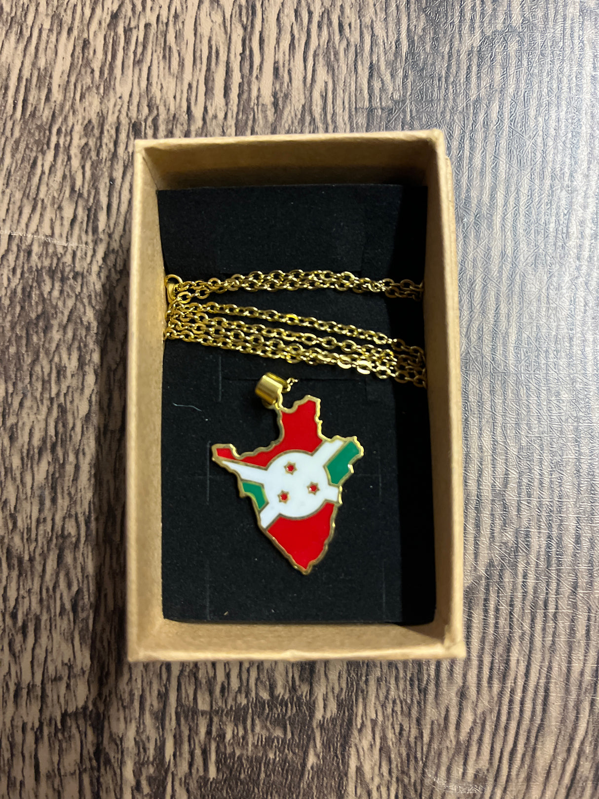 National Flag Country Shape Gold Necklace 60cm Chain