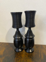 Pair of Handmade Ebony Candle Holders