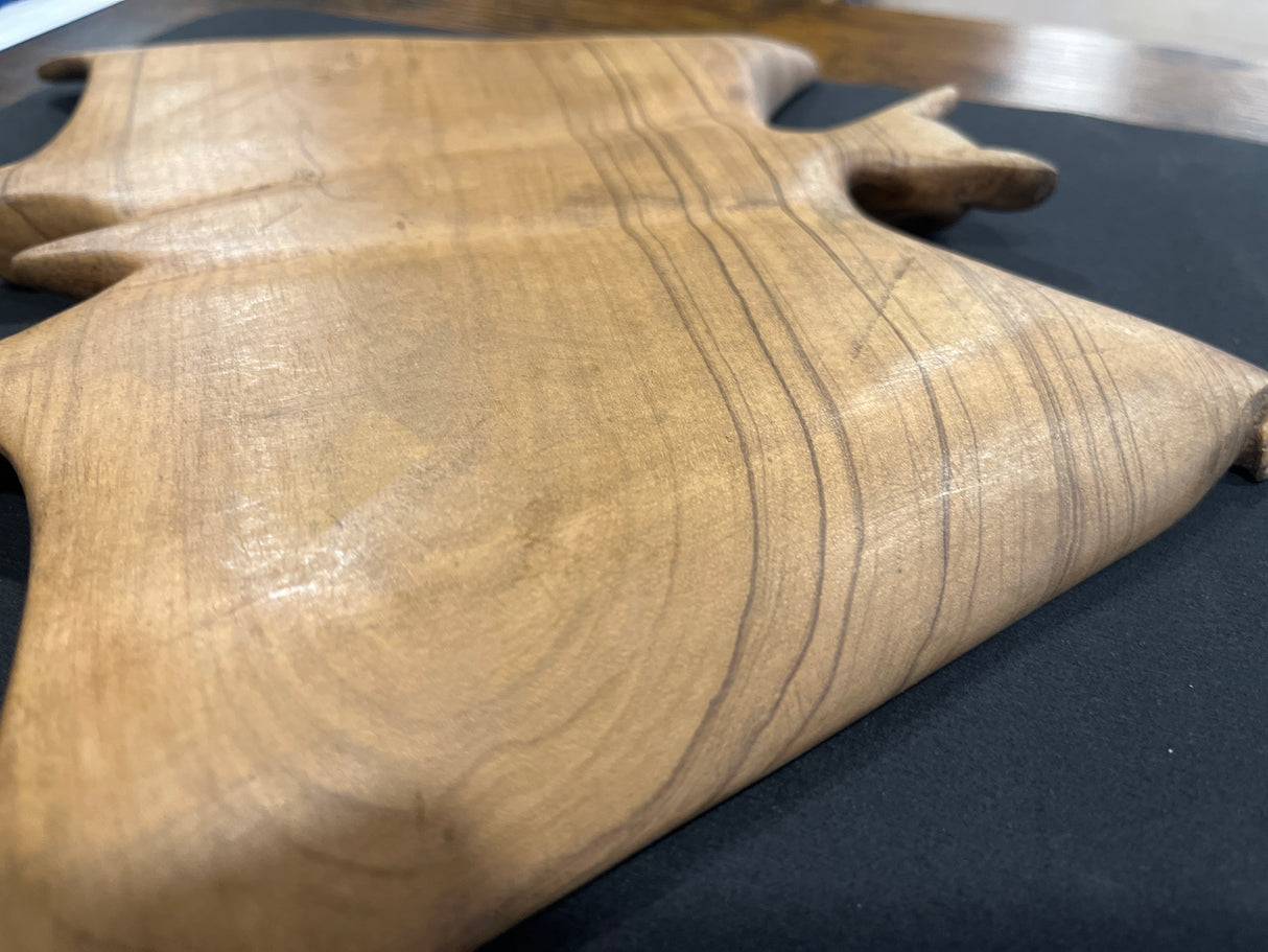 Large Mahogany Hand Carved Bat Open Wings