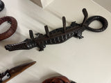 Ebony Wood Handmade Crocodile Key holder - Curled Tail