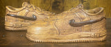 Pair of Nike Air Force One Low V1.1 Hand Carved Mahogany Display Piece