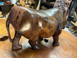 Hand carved Wooden Standing Rhino Curio (Reddish Brown)