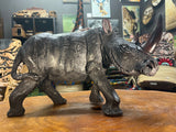 Large Black Hand Carved Wooden Textured Ebony Rhino Malawi