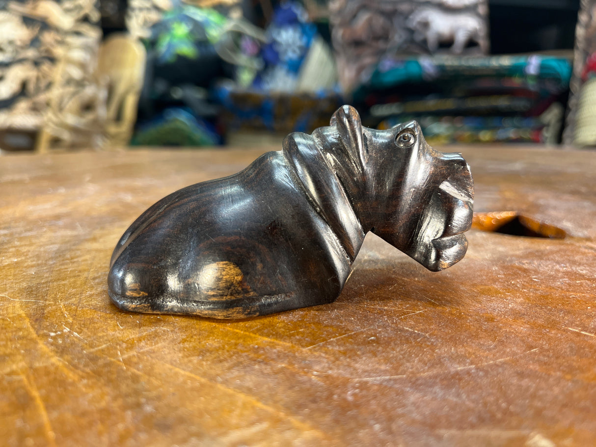 Hand Carved Ebony Wood Floating Hippo Bottle Opener