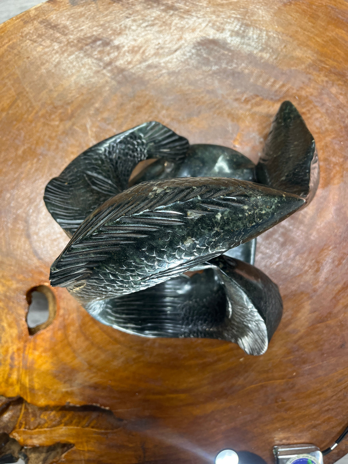 Swirling Stone Fish Sculpture