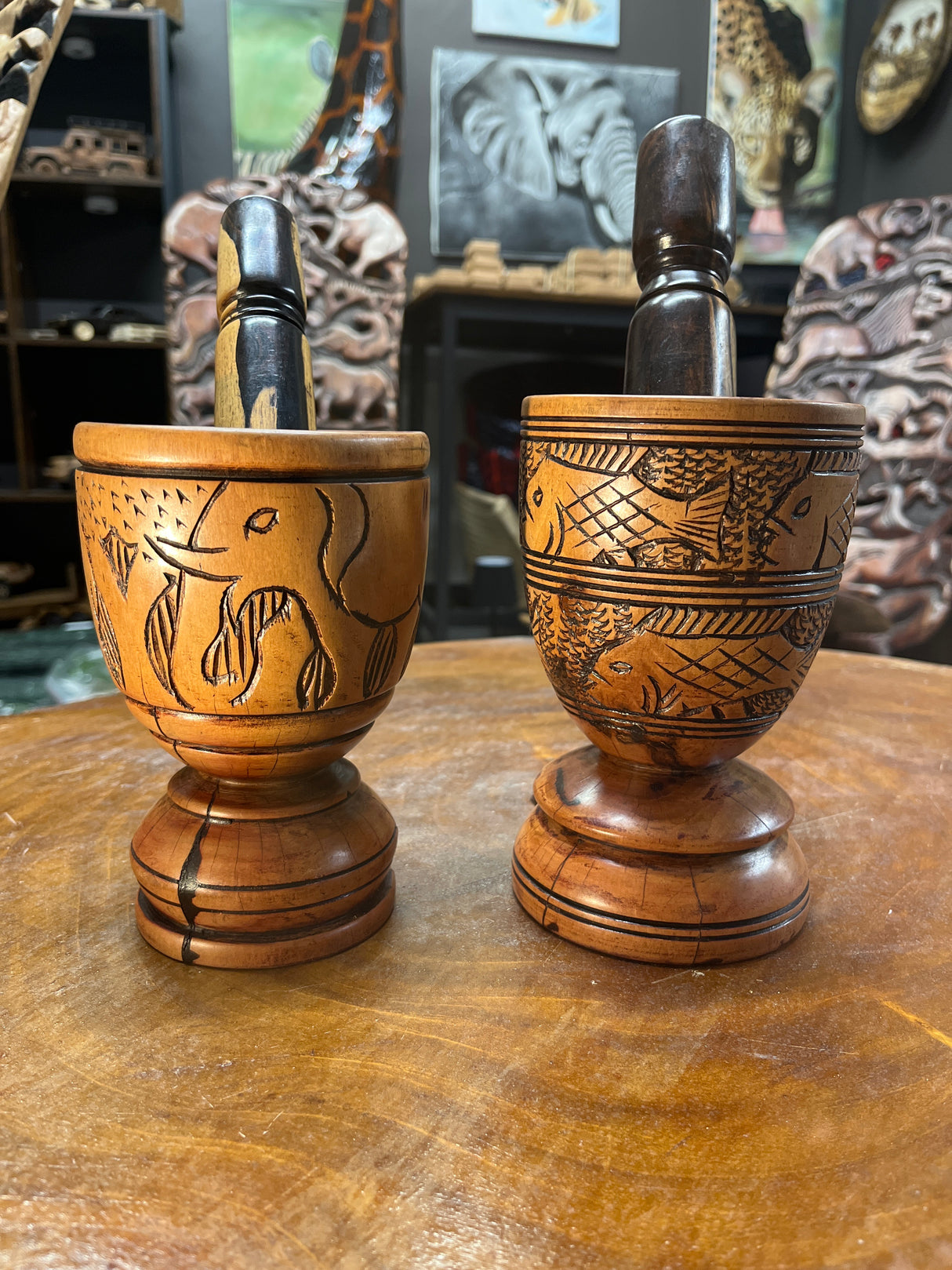 Handmade Wooden Pestle and Mortar