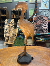 Hand Carved Wooden Crane Bird Malawi