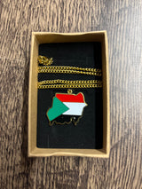 National Flag Country Shape Gold Necklace 60cm Chain