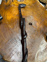 Snake on a Branch Walking Stick Polished Ebony Tanzania