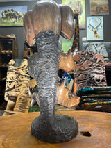 Hand Carved ‘Big 5’ On a Tree Trunk Ornament - Elephant, Leopard, Lion, Rhino, Buffalo