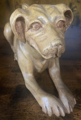 Hand Carved Mahogany Resting Dog