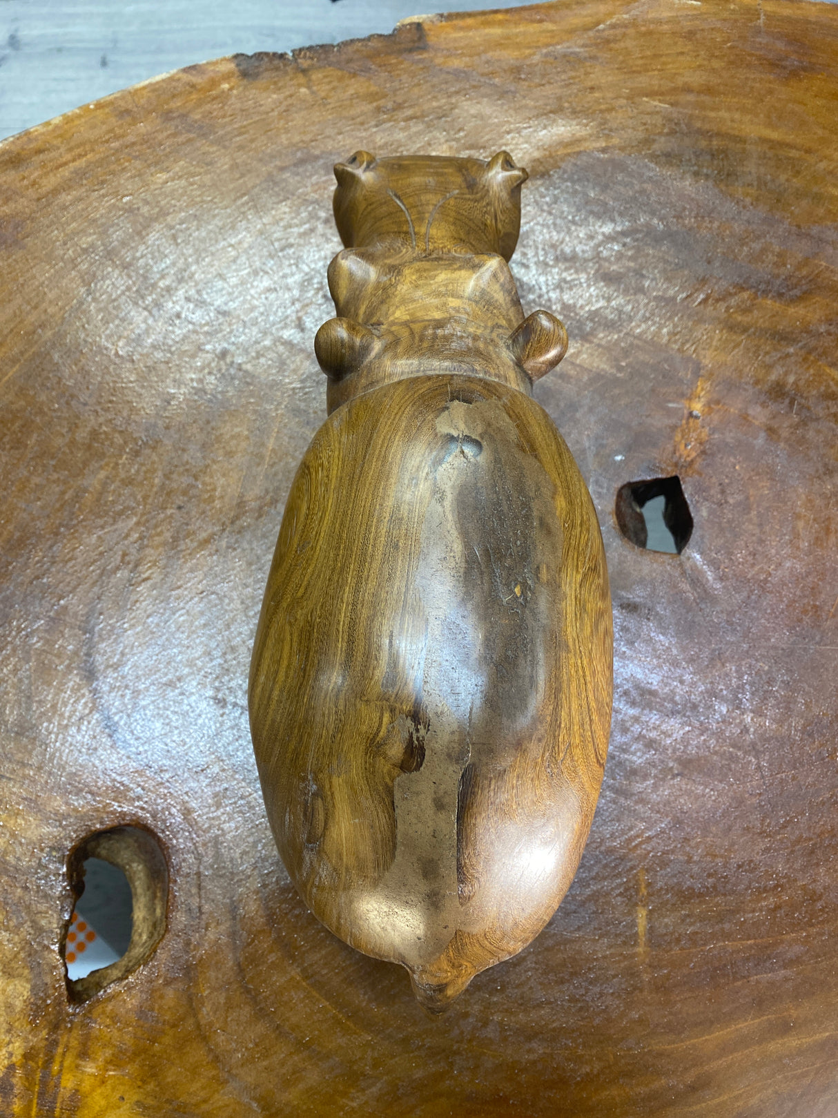 Hand Carved Wooden Hippo - Mouth Closed