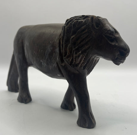 Mahogany Wooden Standing Lion