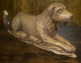 Textured Hand Carved Mahogany Resting Dog
