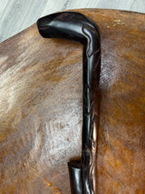 Snake on a Branch Walking Stick Polished Ebony Tanzania