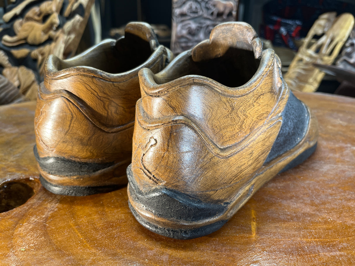 Pair of Jordan 5 V1.2 Hand Carved Mahogany Display Piece