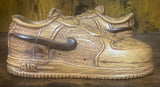 Pair of Nike Air Force One Low V1.1 Hand Carved Mahogany Display Piece