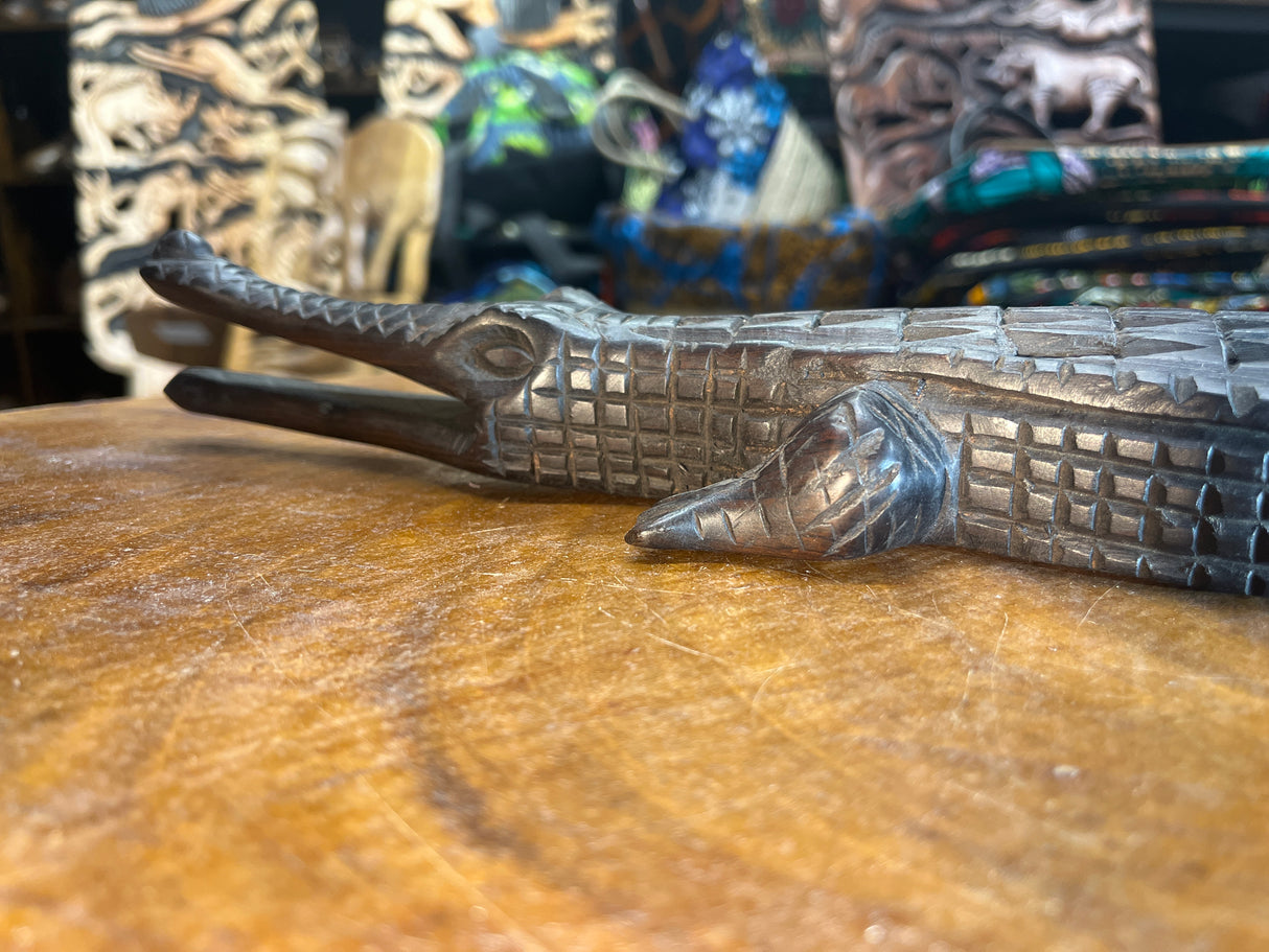 Hand Carved Stunning Ebony Crocodile
