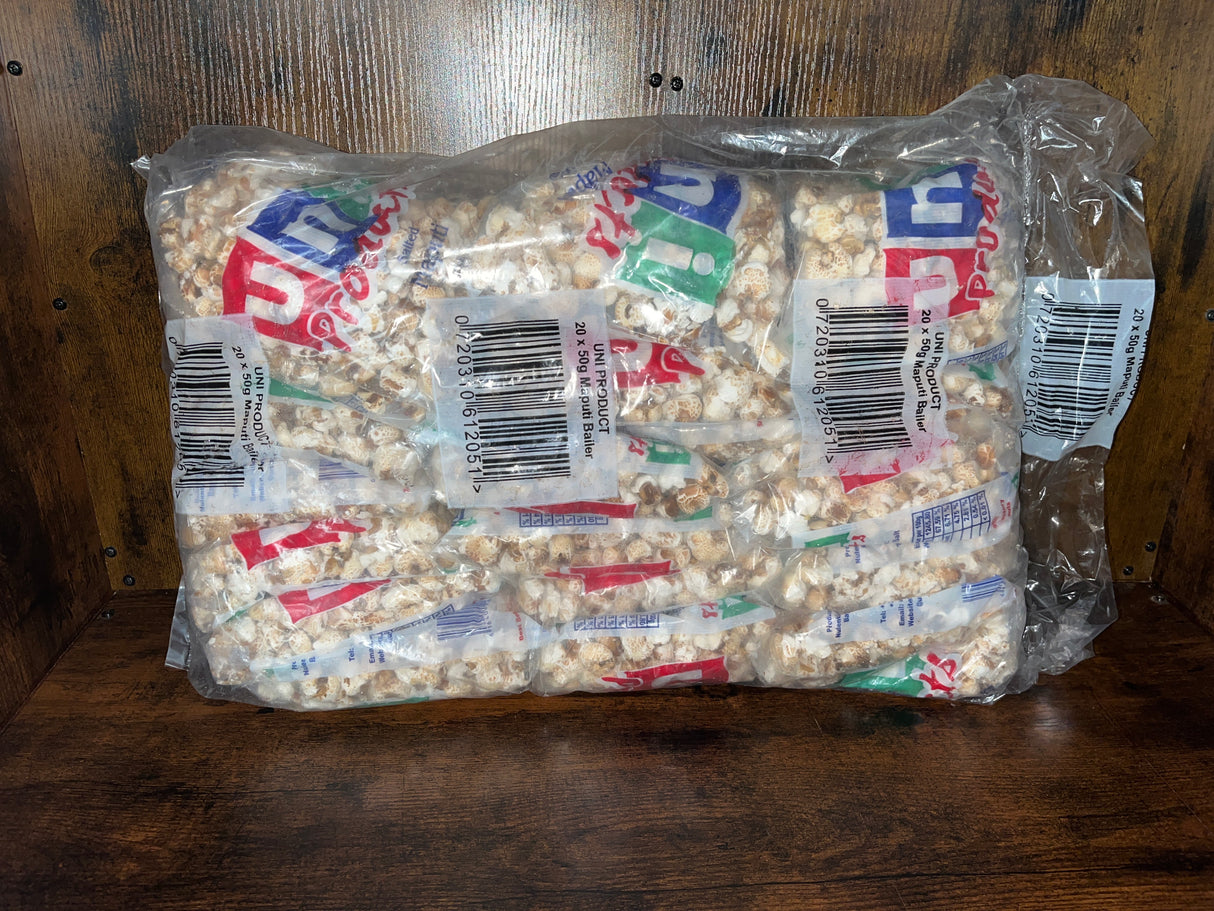 UNI Maputi Salted Popcorn Multipack 20 x 50g Bags (Zimbabwe)