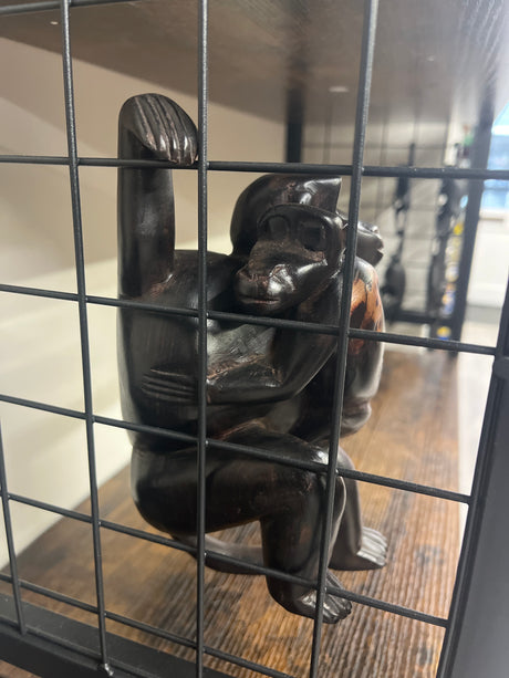 Hanging Ebony Mother and Baby Monkey