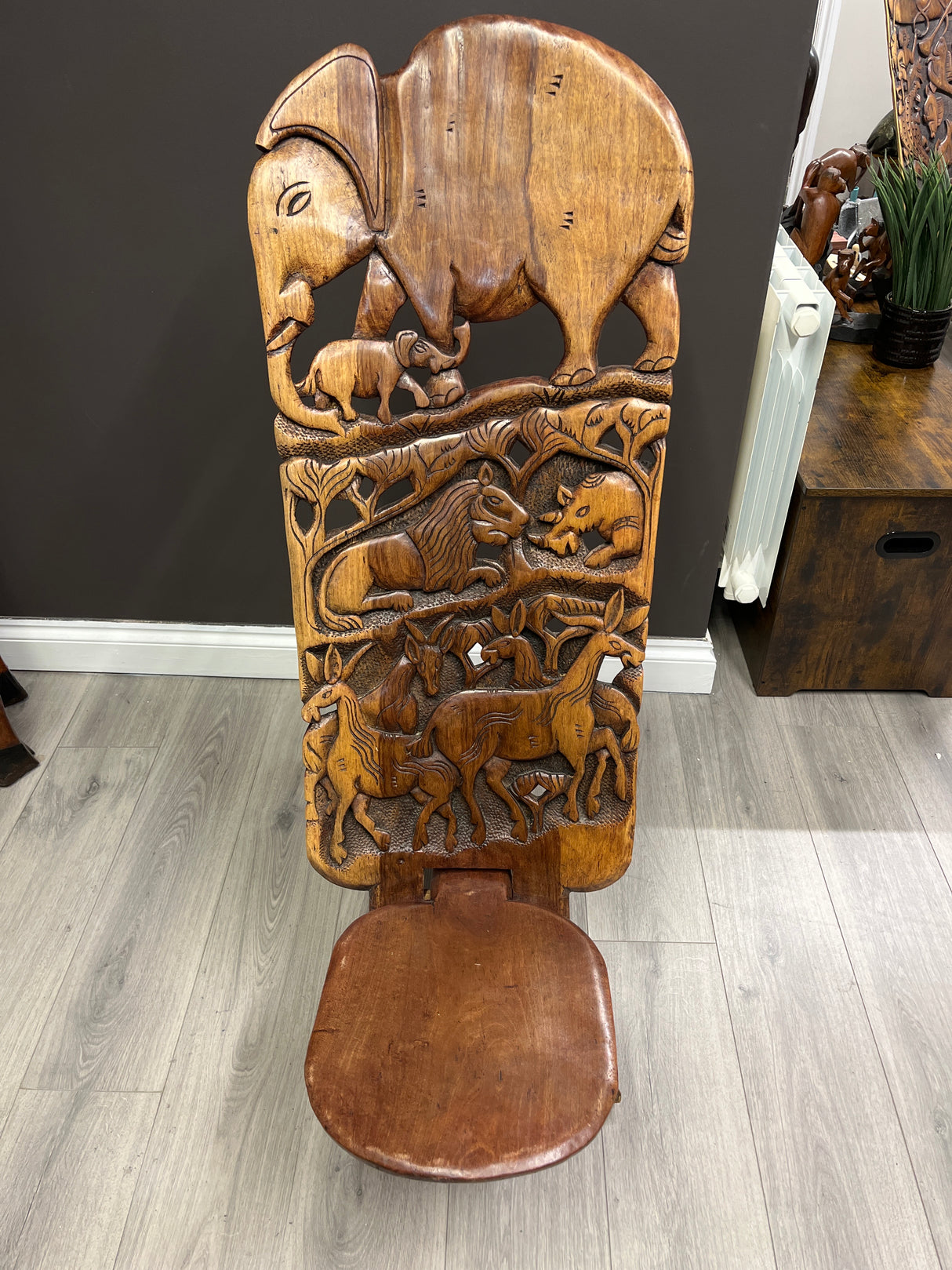 Large Functional Hand Carved Malawian Animal Story Chair