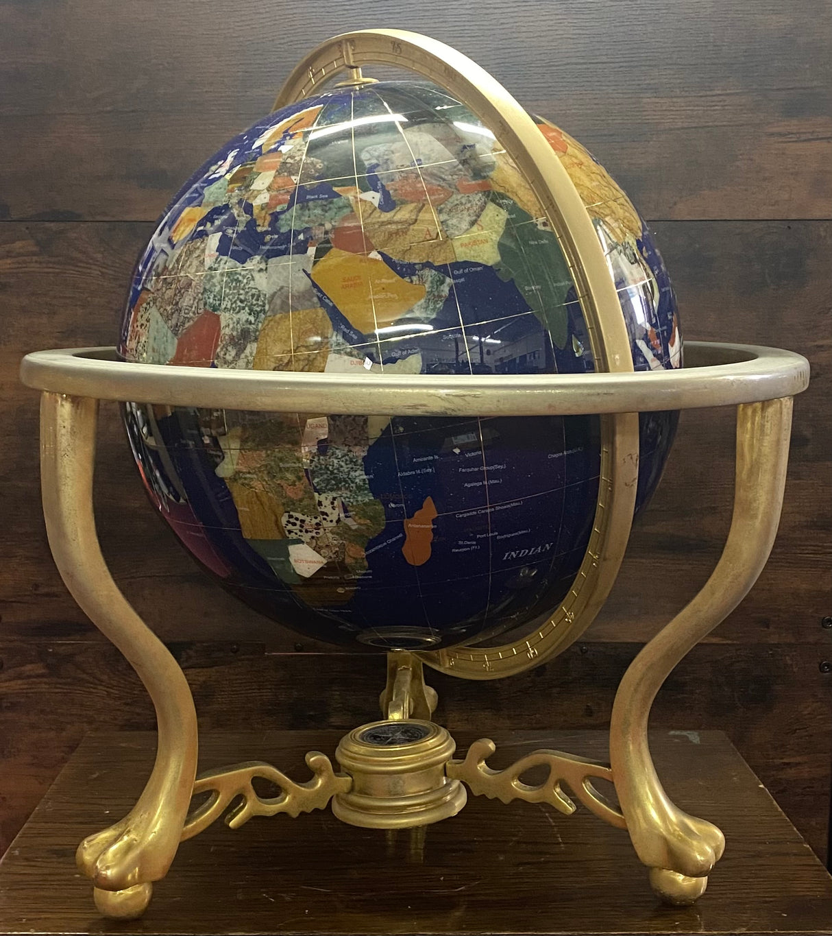 Gemstone Globe With Matte Brass Cradle